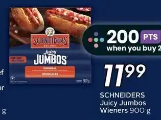 Sobeys SCHNEIDERS Beef Wieners, Juicy Jumbos, regular or beef or Stadium Size Footlong Wieners 375-450 g offer