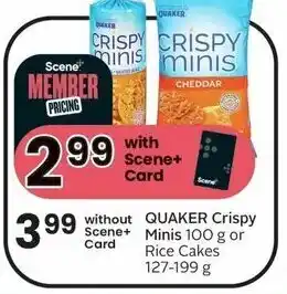 Sobeys QUAKER Crispy Minis 100 g or Rice Cakes 127-199 g offer