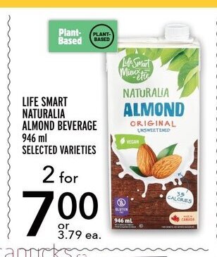 Metro LIFE SMART NATURALIA ALMOND BEVERAGE 946 ml SELECTED VARIETIES offer