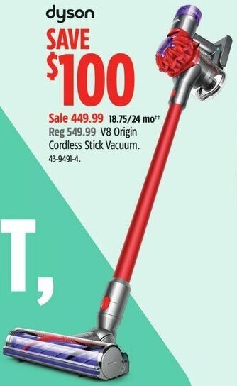 Canadian Tire V8 Origin Cordless Stick Vacuum. 43-9491-4. offer