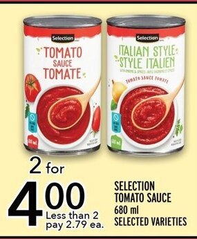 Metro SELECTION TOMATO SAUCE 680 ml SELECTED VARIETIES offer