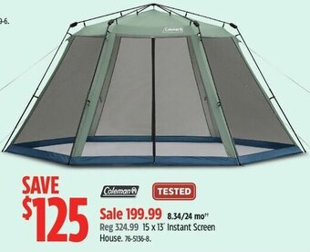 Canadian Tire 15 x 13 Instant Screen House. offer
