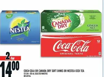 Metro COCA-COLA OR CANADA DRY SOFT DINKS OR NESTEA ICED TEA 12 X 341-355 ml, offer