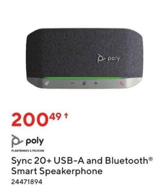 Staples poly Sync 20+ USB-A and Bluetooth® Smart Speakerphone offer
