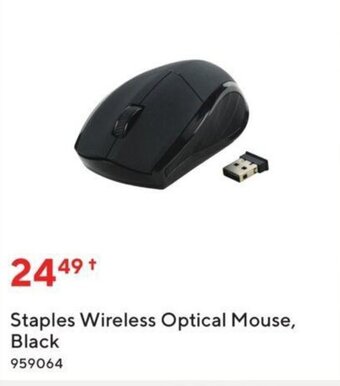 Staples Staples Wireless Optical Mouse, Black offer