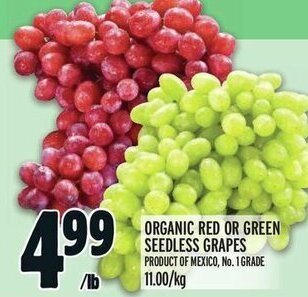 Metro ORGANIC RED OR GREEN SEEDLESS GRAPES offer
