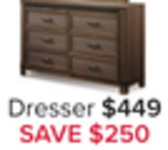 Leon's Rossco 6 drawer dresser - rustic oak offer