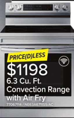 Leon's Samsung stainless steel freestanding electric true convection range with air fry and wi-fi (6.3 cu.ft) - ne63a6711ss/ac offer