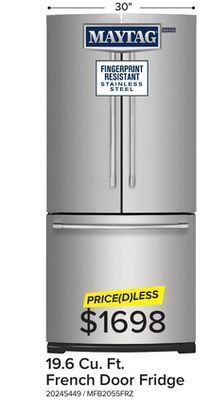Leon's Maytag stainless steel french door refrigerator (19.6 cu. ft.) - mfb2055frz offer