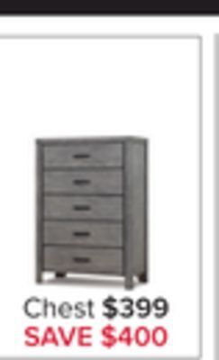 Leon's Copeland 5 drawer chest - wire-brushed grey offer