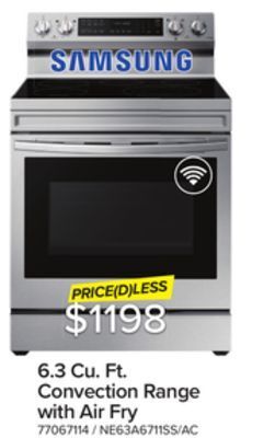 Leon's Samsung stainless steel freestanding electric true convection range with air fry and wi-fi (6.3 cu.ft) - ne63a6711ss/ac offer