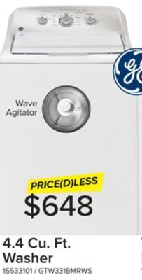 Leon's Ge white top-load washer (4.4 cu. ft.) - gtw331bmrws offer