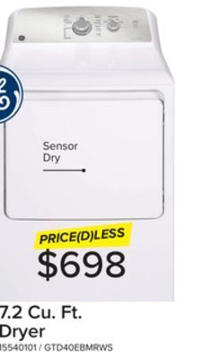Leon's Ge white electric dryer with sanifresh cycle (7.2 cu. ft.) - gtd40ebmrws offer