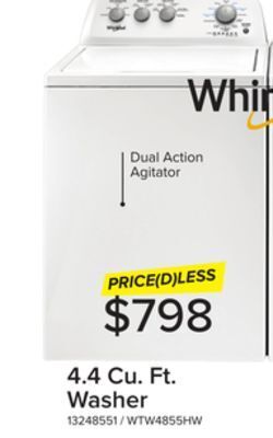 Leon's Whirlpool white top-load washer (4.4 cu. ft. iec) - wtw4855hw offer