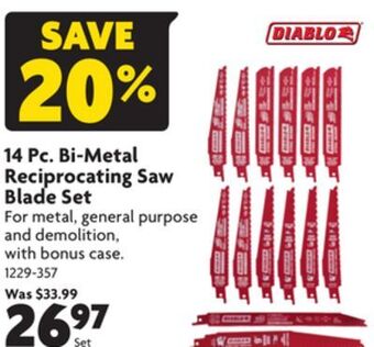 Home Hardware 14 pc. bi-metal reciprocating saw blade set offer