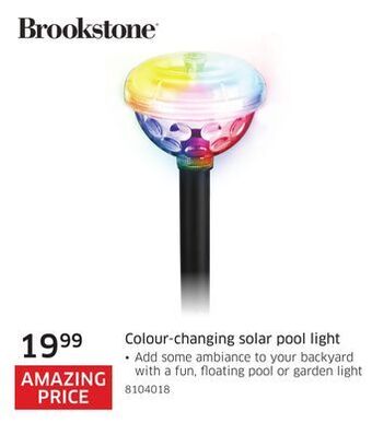 The Source Brookstone colour-changing solar pool light offer