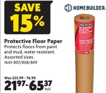 Home Hardware Protective floor paper offer
