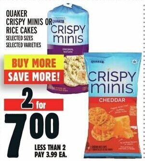 Metro QUAKER CRISPY MINIS OR RICE CAKES offer