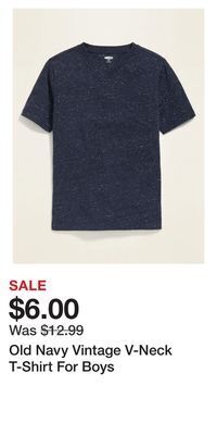 Old Navy Old navy vintage v-neck t-shirt for boys offer