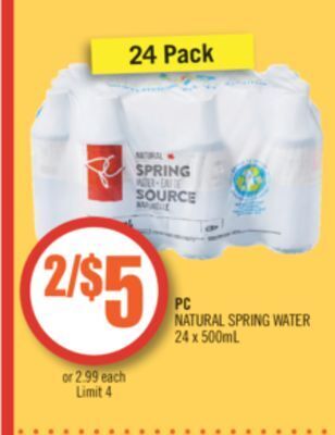 Shoppers Drug Mart Pc natural spring water offer