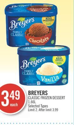 Shoppers Drug Mart Breyers classic frozen dessert offer