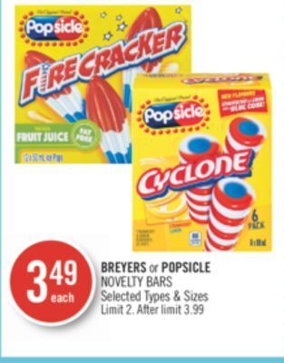 Shoppers Drug Mart Breyers or popsicle novelty bars offer