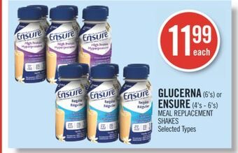 Shoppers Drug Mart Glucerna (6's) or ensure (4's - 6's) meal replacement shakes offer
