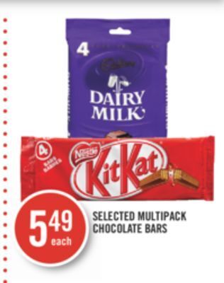 Shoppers Drug Mart Selected multipack chocolate bars offer