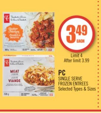 Shoppers Drug Mart Pc single serve frozen entrees offer
