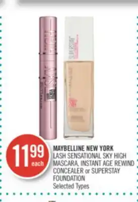 Shoppers Drug Mart Maybelline new york lashsensational sky high mascara, instant age rewind concealer or superstay foundation offer