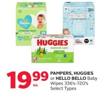 Rexall Pampers, huggies or hello bello baby wipes 336' s-720' s offer