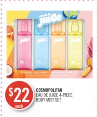 Shoppers Drug Mart Cosmopolitan eau de juice 4-piece body mist set offer