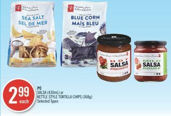 Shoppers Drug Mart Pc salsa (430ml) or kettle style tortilla chips (368g) offer