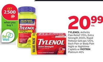 Rexall Tylenol arthritis pain relief 170's, extra strength 200's, rapid release gelcaps 120's, back pain or body pain night or night offer