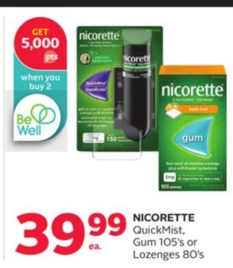 Rexall Nicorette quickmist, gum 105's or lozenges 80's offer