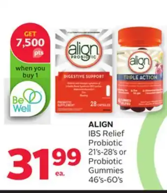 Rexall Align ibs relief probiotic 21's-28's or probiotic gummies 46's-60's offer