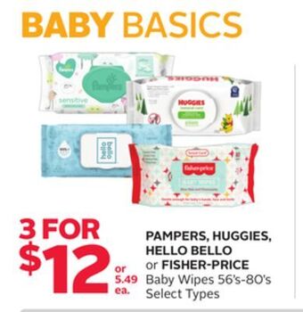 Rexall Pampers, huggies, hello bello or fisher-price baby wipes offer