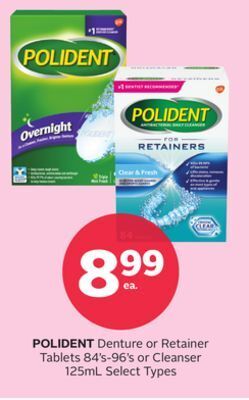 Rexall Polident denture or retainer tablets 84's-96's or cleanser 125ml offer