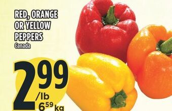 Marché Adonis Red, orange or yellow peppers offer