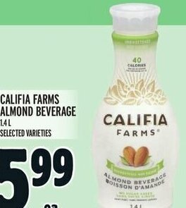 Metro CALIFIA FARMS ALMOND BEVERAGE 1.4L offer