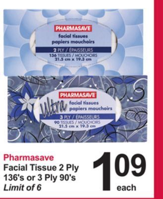 Pharmasave Pharmasave facial tissue 2 ply offer