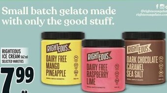 Metro RIGHTEOUS ICE CREAM 562 ml offer
