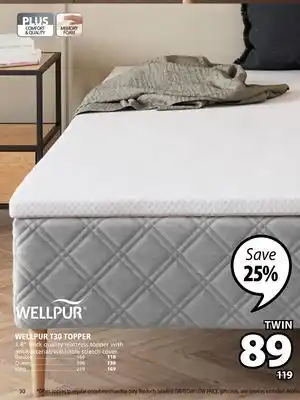 JYSK Wellpur t30 topper twin offer