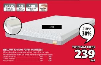 JYSK Wellpur f30 dot foam mattress offer