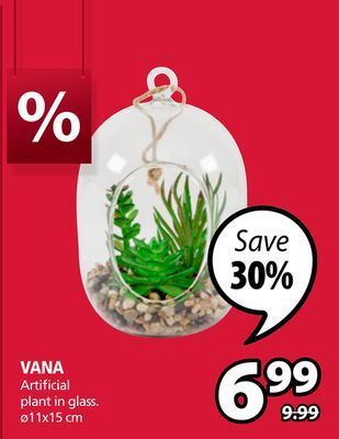 JYSK Vana artificial plant in glass offer
