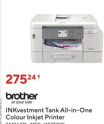 Staples brother INKvestment Tank All-in-One Colour Inkjet Printer offer