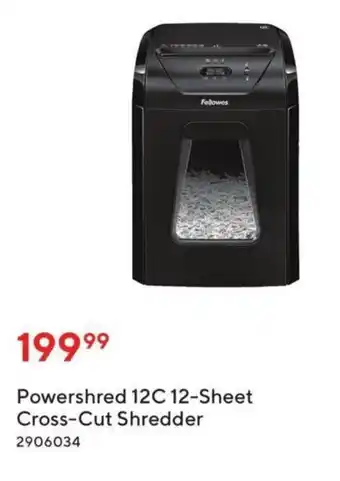 Staples Powershred 12C 12-Sheet Cross-Cut Shredder offer