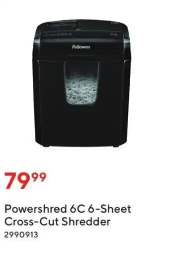 Staples Powershred 6C 6-Sheet Cross-Cut Shredder offer