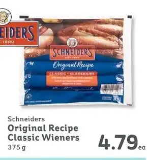 IGA SCHNEIDERS ORIGINAL RECIPE CLASSIC WIENERS 375g offer