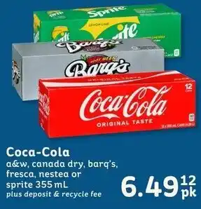 IGA Coca-Cola a&w,canada dry,barq's fresca,nestea or sprite offer